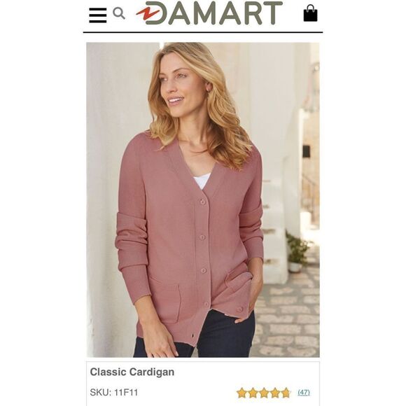 Damart Classic Cardigan in deep red excellent pre owned condition $50 Msrp Large - Picture 1 of 11